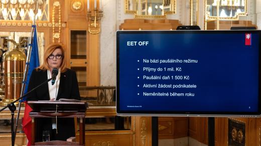 Ministryně financí Alena Schillerová (ANO ) vysvětluje obnovení elektronické evidence tržeb (EET)