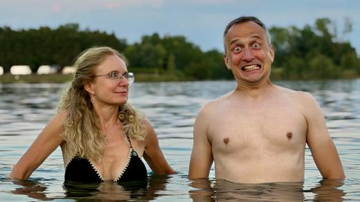 Jitka Slezáková a Miroslav Hruban při živém vysílání z Opatovic nad Labem