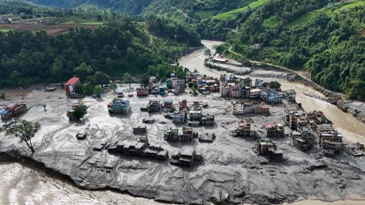 Následky povodně v nepálské oblasti Nuwakot