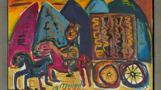 Javad Mirjavadov, “bez názvu”, 1984, olej na plátně, 99 x 139 cm (rám: 116 x 155.5 cm). Darováno LSU v roce 2025 tureckou sbírkou NHK Collection. Zveřejněno s laskavým svolením autorstva a Lidické sbírky umění