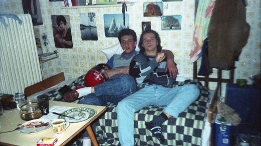 Kirchberg and der Raab, ubytovna pro uprchlíky, zleva Jan Huml a Vítězslav Vítkovič