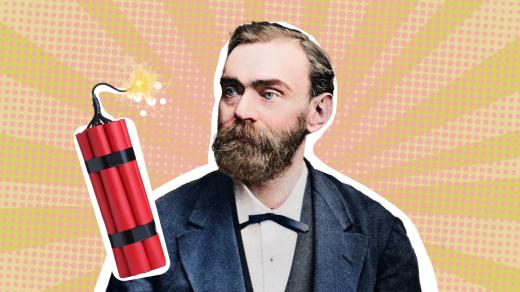 Alfred Nobel je vynálezcem dynamitu a zakladatelem Nobelových cen (Digitálně kolorováno, koláž Český rozhlas)