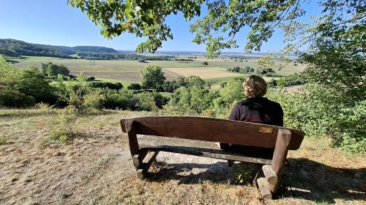 Výhled z hradiska v Mravíně směrem k Luži a Košumberku