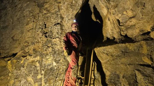speleolog Aleš Pekárek v Býčí jeskyni