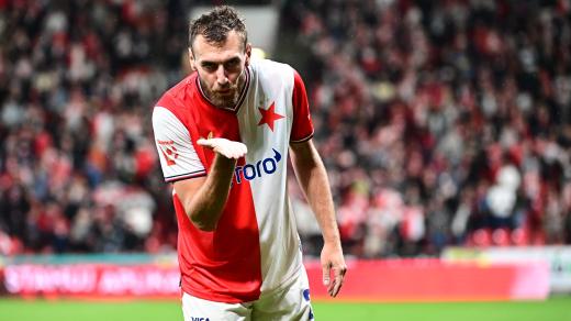 Tomáš Chorý penaltu proti Plzni poprvé neproměnil, napodruhé ale rozhodl o výhře Slavie 2:1