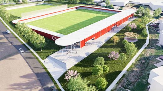 Vizualizace nového fotbalového stadionu v Uherském Brodě