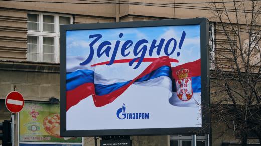 Reklama ruského Gazpromu v srbském Bělehradě