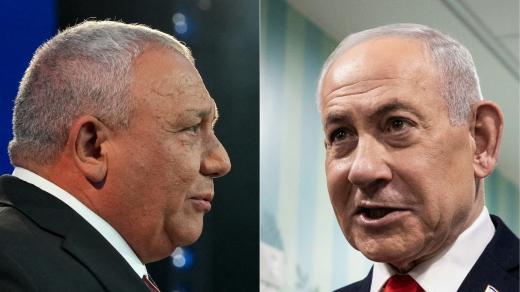 Gadi Eisenkot a Benjamin Netanjahu, hlavní lídři voleb v Izraeli