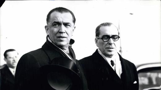 Brazilský prezident Juscelino Kubitschek de Oliveira (vlevo) při návštěvě Velké Británie v roce 1956