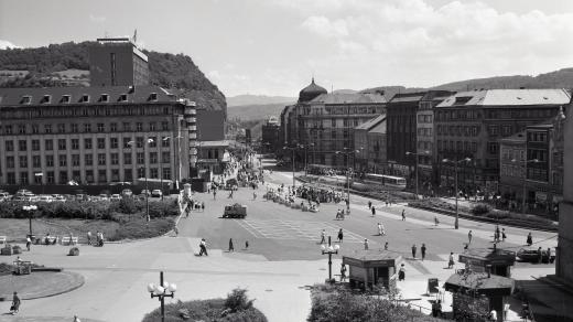 Mírové náměstí v Ústí nad Labem, jedna z jeho historických podob