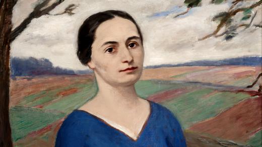 Detail portrétu Boženy Němcové malíře Josefa Voleského z roku 1930