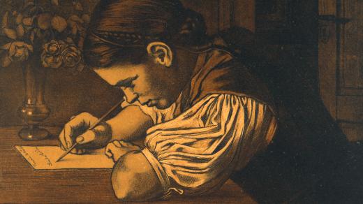 Hans Thoma: Píšící dívka