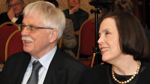 Pravoslav Kohout se svou ženou Helenou (foto z koncertu k jeho 75. narozeninám)