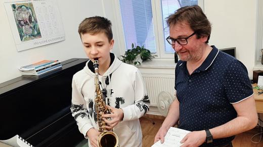 Nazar Stefaniuk s učitelem Lukášem Vrbou