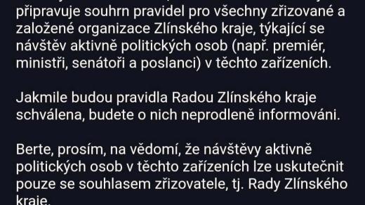 Print screen mailu rozeslaného zástupcům organizací Zlínského kraje