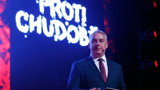 Josef Středula na shromáždění odborářů Českomoravské konfederace odborových svazů (ČMKOS) s názvem Proti chudobě