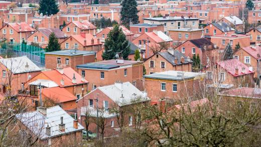 Zlín, Pohled na Baťovy domy v částích Zálešná a Podvesná