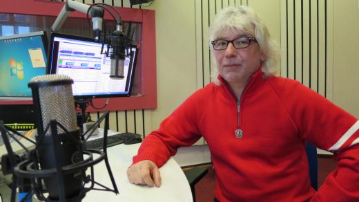 Pavel Cingr ve studiu Českého rozhlasu Hradec Králové spolu
