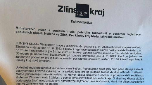 Zpráva o odebrání akreditace Hvězdě