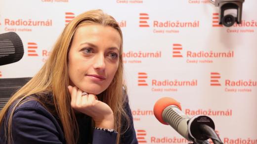 Petra Kvitová ve studiu Radiožurnálu