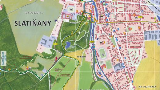 Ručně malovaná mapa Slatiňan