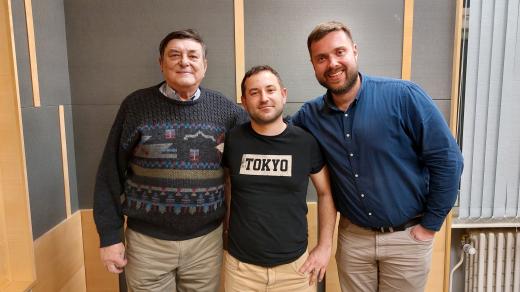 Václav Maňas s moderátory pořadu Vítem Němečkem a Jiřím Kokmotosem