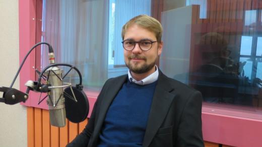 Matěj Ondřej Havel ve studiu Českého rozhlasu Hradec Králové