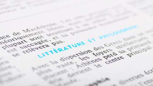 Literatura a filozofie, slovník, francouzština, text