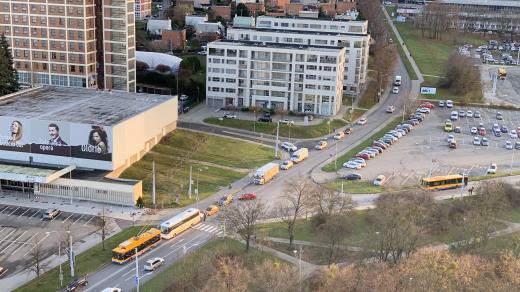 Křižovatka ulic Mostní a Březnická ve Zlíně