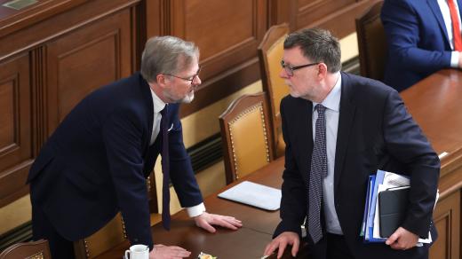 Předseda vlády Petr Fiala a ministr financí Zbyněk Stanjura