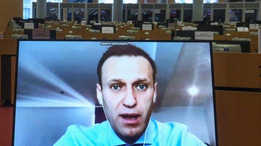 Alexej Navalnyj během online slyšení v zahraničním výboru Evropského parlamentu