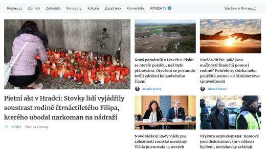 Vzhled webu Romea.cz