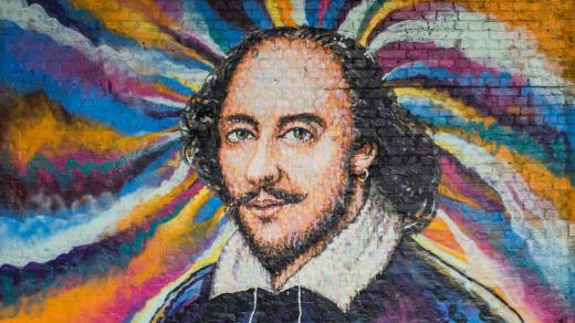 William Shakespeare. Graffiti Jamese Cochrana aka Jimmyho C na londýnské Clink Street, blízko divadla Globe
