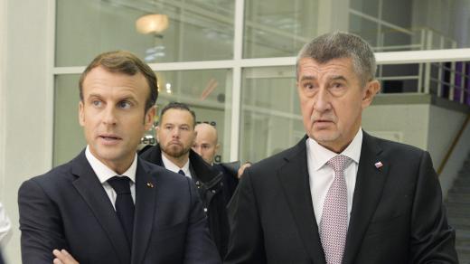 Francouzský prezident Emmanuel Macron a Andrej Babiš