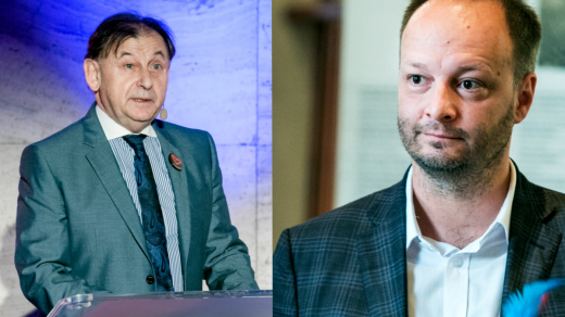 Překladatel Michael Žantovský (za TOP 09) a senátor Václav Láska (SEN 21)