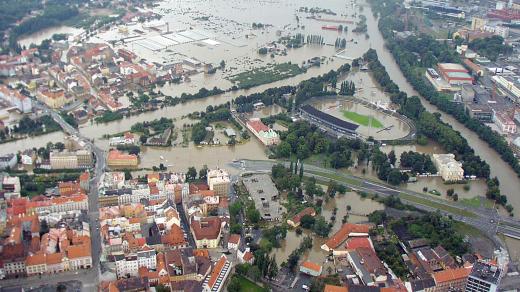 Plzeň při povodních v roce 2002