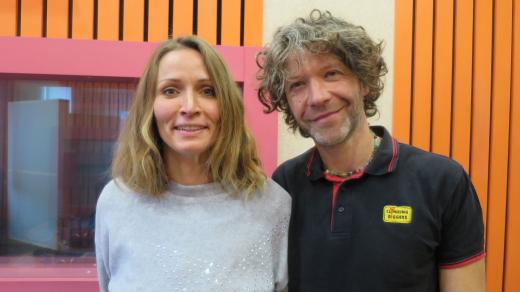 Denisa Pavlová a Petr Horký ve studiu Český rozhlas Hradec Králové