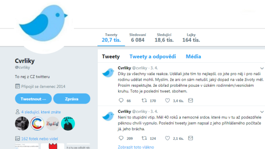 Printscreen z Twitteru @cvrliky