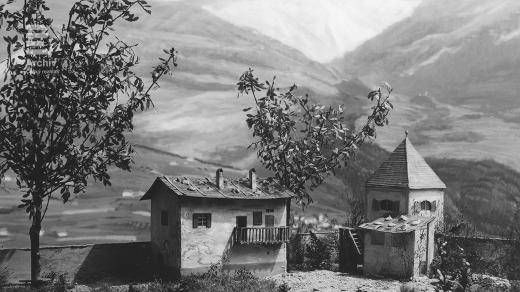 Diorama Otakara Štáfla zachycující internaci Karla Havlíčka Borovského v Brixenu (výstava o Havlíčkovi na pražských Hradčanech, 1936)