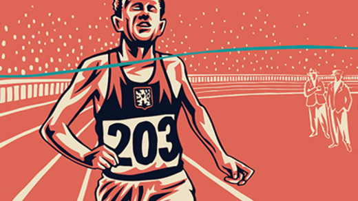 Emil Zátopek na ilustraci Jaromíra 99