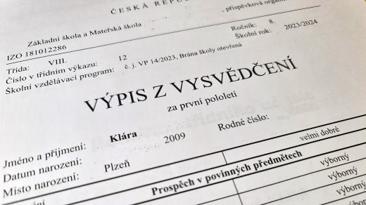 Výpis z vysvědčení za první pololetí