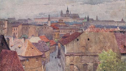 Část Malé Strany a Hradčan, umělecká pohlednice