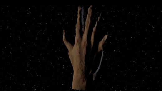 Věštění z noční oblohy částečně zakryté mraky. Role fotografie v postmediální době | Nikol Czuczorova, 17,8 cm, 2021, 3D animace / animation, video, 4:43 min.