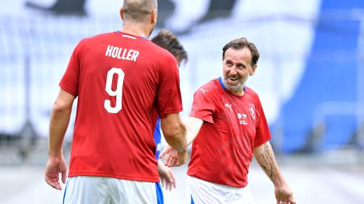 Karel Poborský při vzpomínkovém zápase bývalých členů české reprezentace