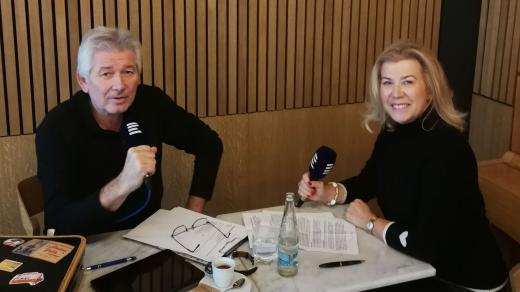 Petr Voldán a Dagmar Heřtová při natáčení rozhlasového rozhovoru