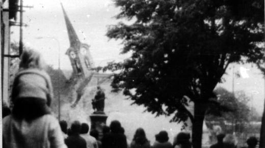 Asanace kostela sv. Floriana v červenci 1976
