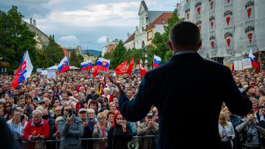 Protesty proti vládním opatřením proti koronaviru v Košicích. Na snímku Robert Fico