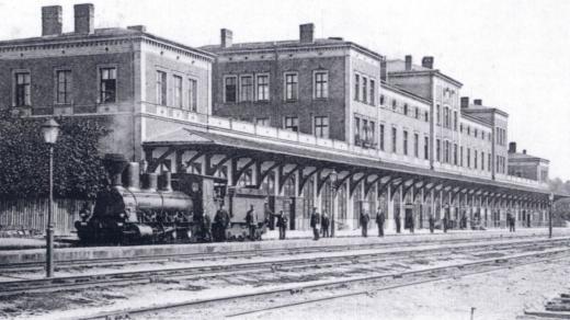 Nádraží v Aši na dobové pohlednici
