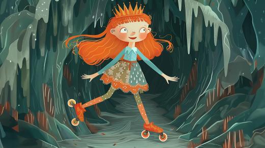 Princezna Františka se ráda prohání na kolečkových bruslích v jeskyni