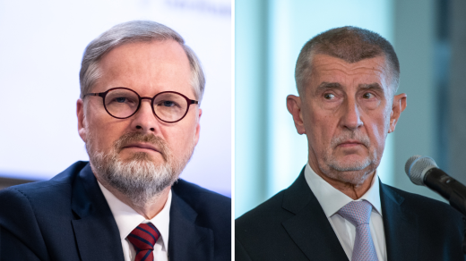 Premiér Petr Fiala (ODS) a šéf největší opoziční strany Andrej Babiš (ANO)